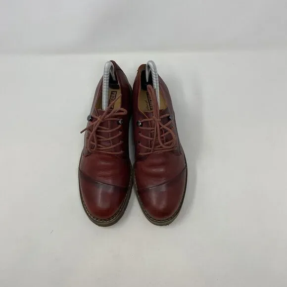 Pikolinos Shoes Womens Size 7.5 US Red Leather Oxford Lace Up Chunky Sole - Picture 5 of 14